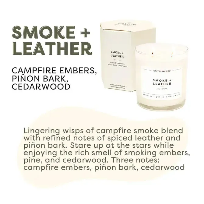 Smoke   Leather - Glass Tumbler Soy Candle
