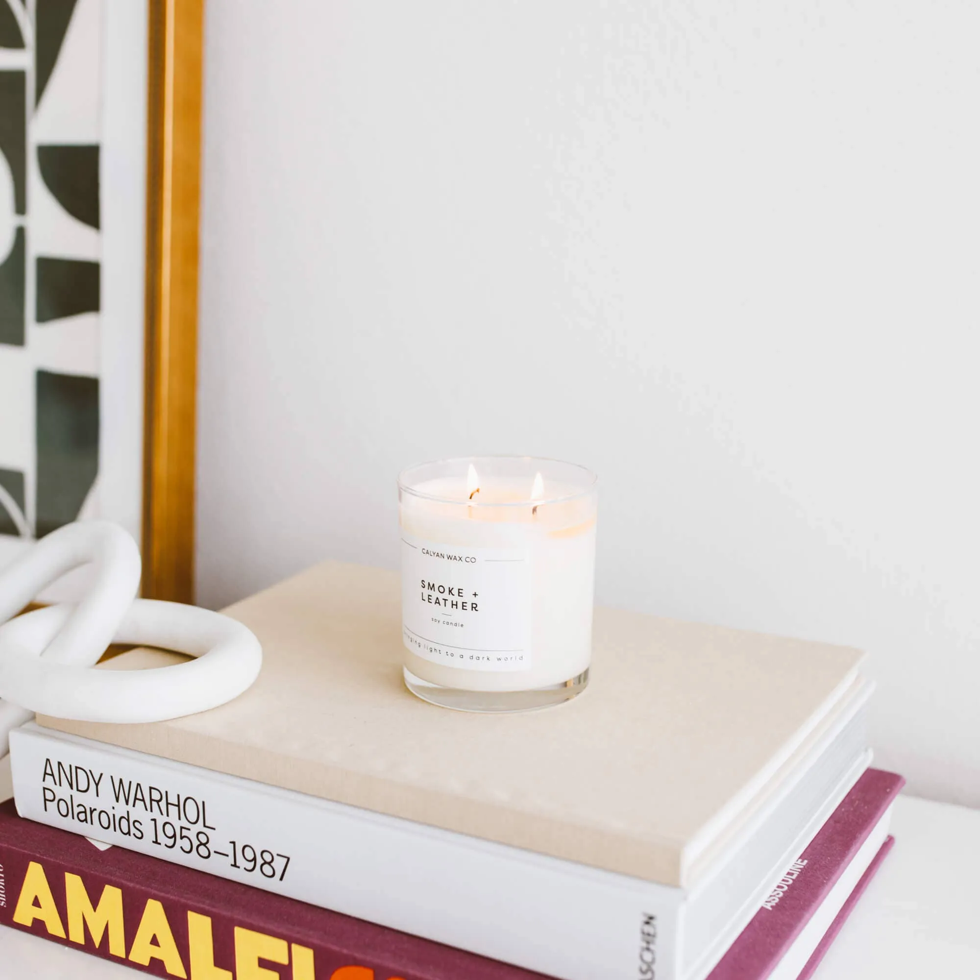 Smoke   Leather - Glass Tumbler Soy Candle