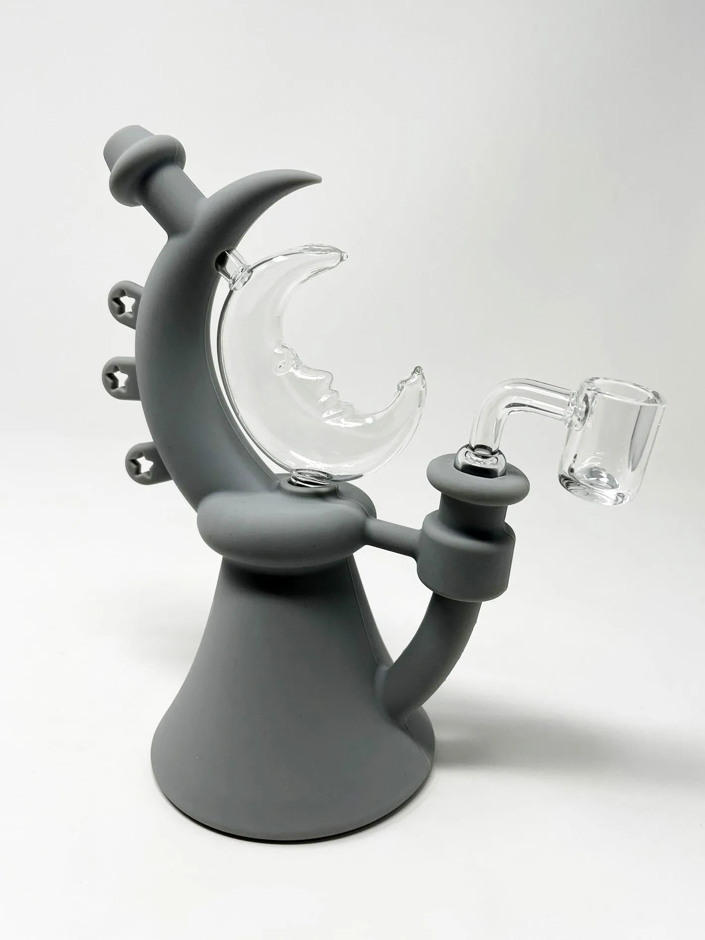 Smoking Crescent Glass Silicone Hybrid Pipe