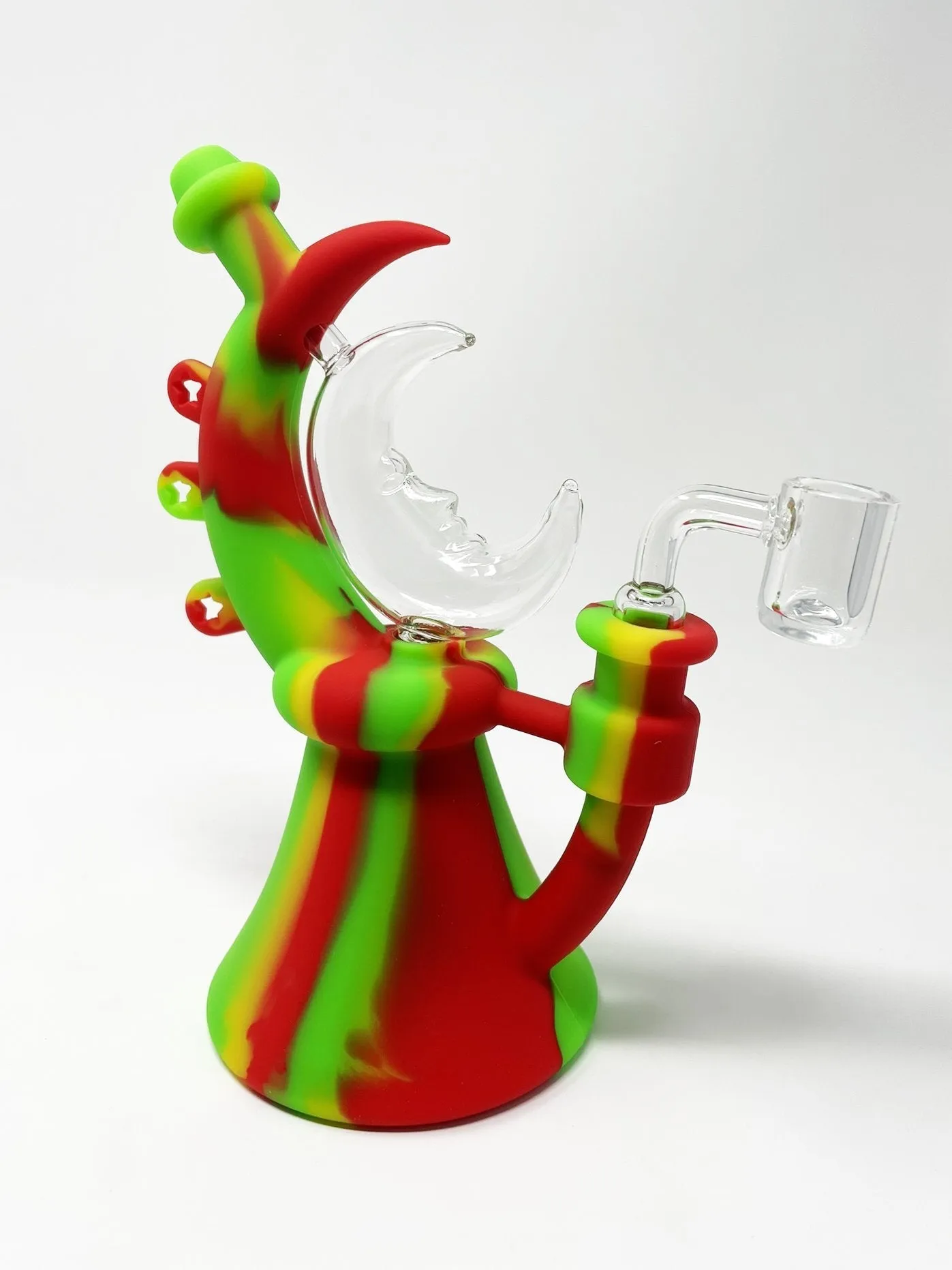 Smoking Crescent Glass Silicone Hybrid Pipe