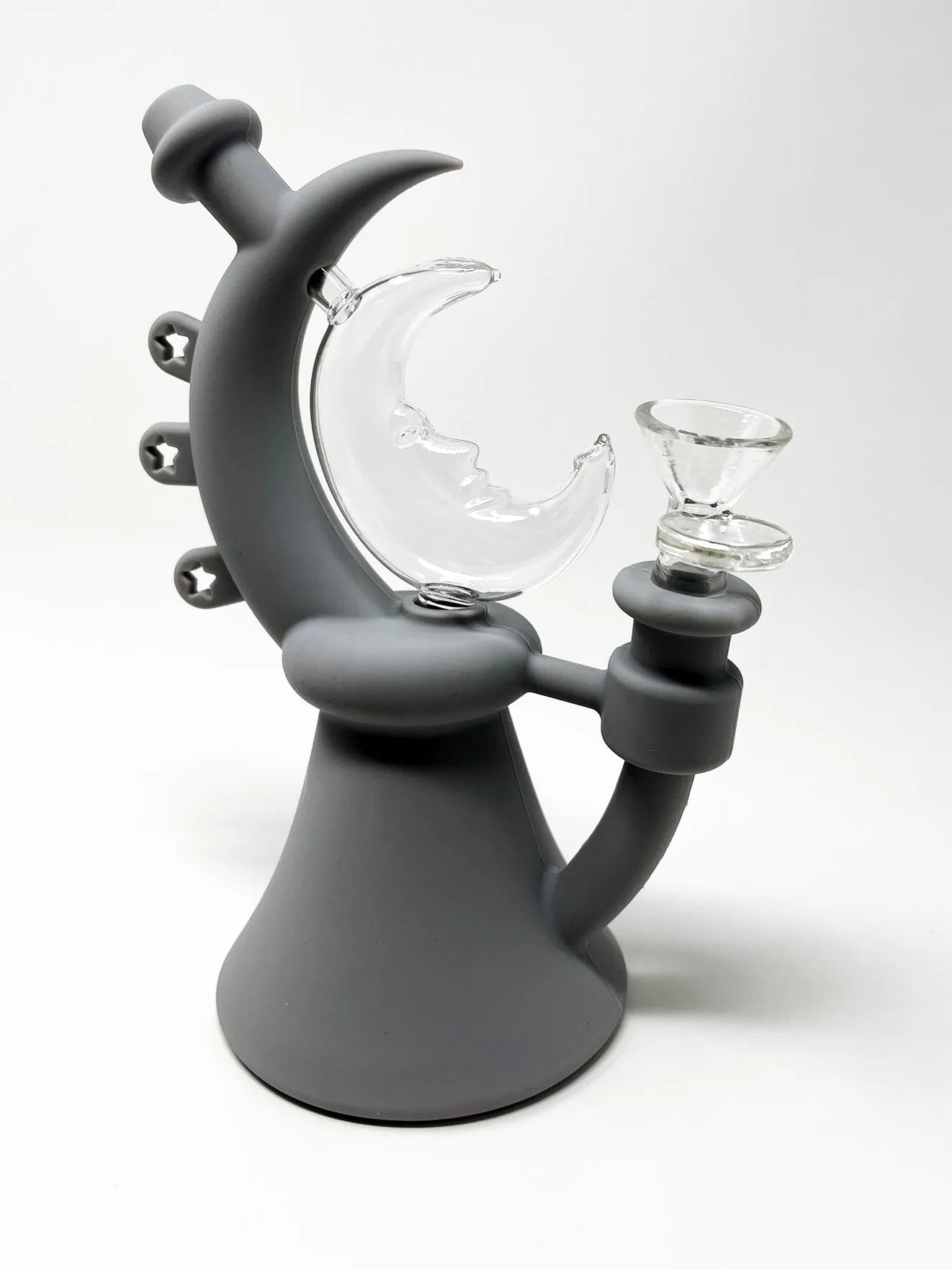 Smoking Crescent Glass Silicone Hybrid Pipe