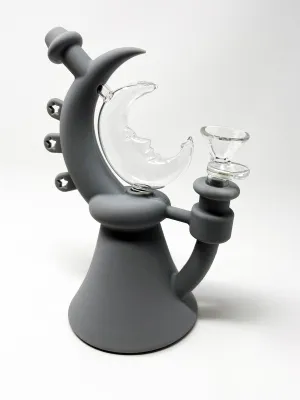 Smoking Crescent Glass Silicone Hybrid Pipe