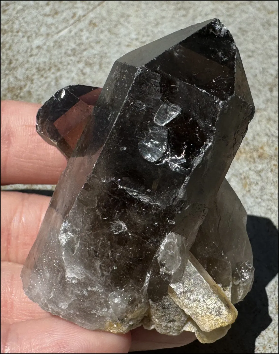 Smoky Quartz Crystal Cluster with Hematite - Root Chakra, Grounding