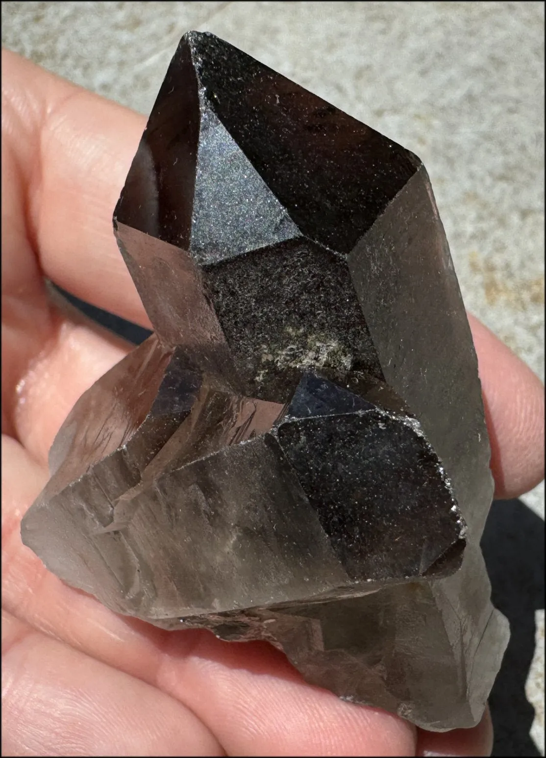 Smoky Quartz Crystal Cluster with Hematite - Root Chakra, Grounding