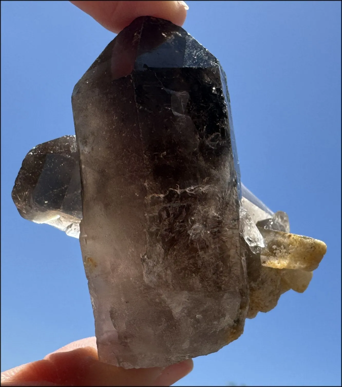 Smoky Quartz Crystal Cluster with Hematite - Root Chakra, Grounding