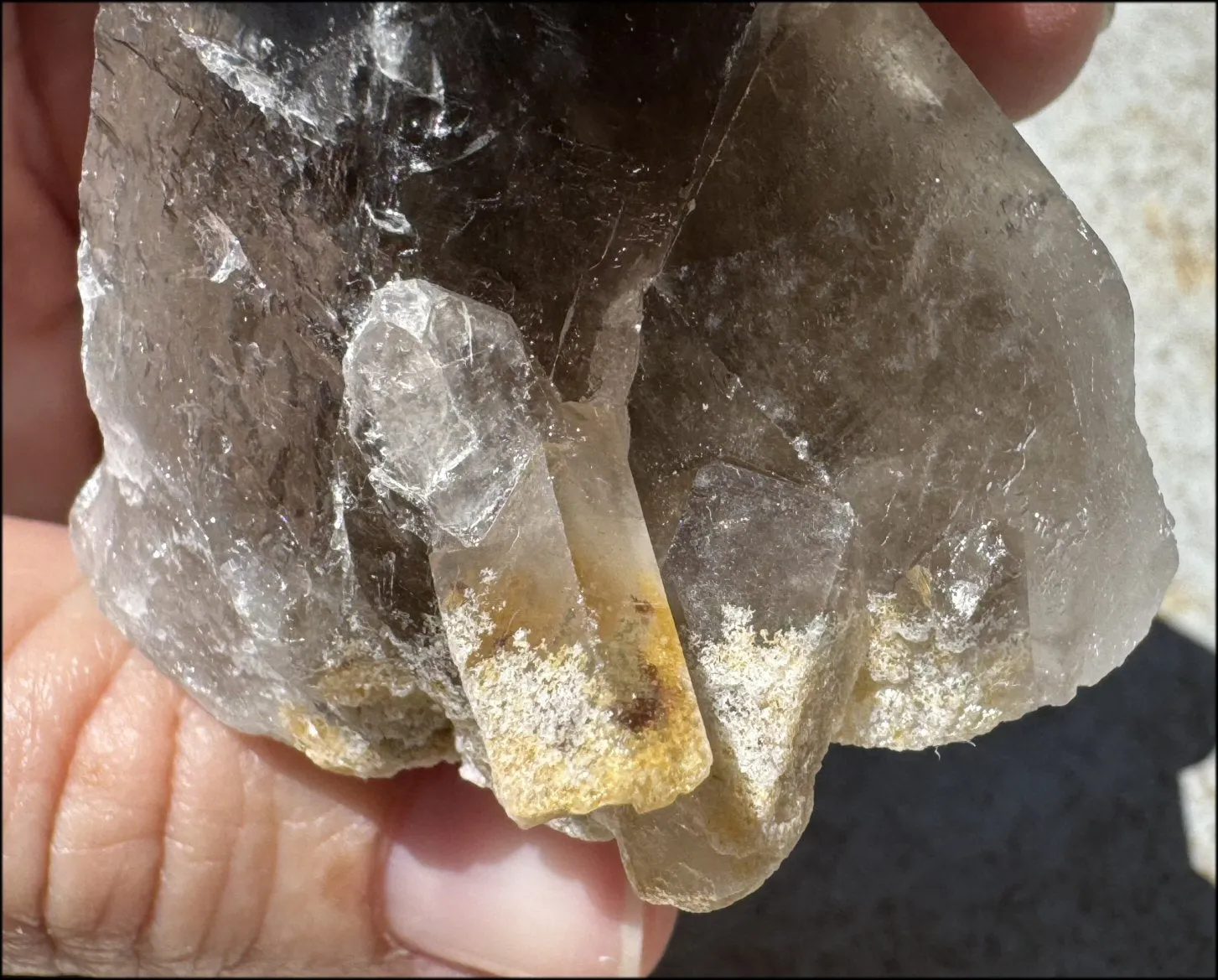 Smoky Quartz Crystal Cluster with Hematite - Root Chakra, Grounding