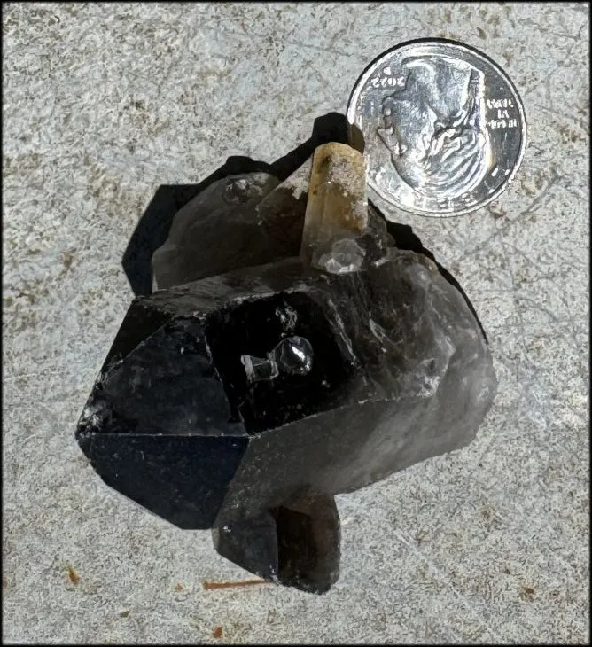 Smoky Quartz Crystal Cluster with Hematite - Root Chakra, Grounding