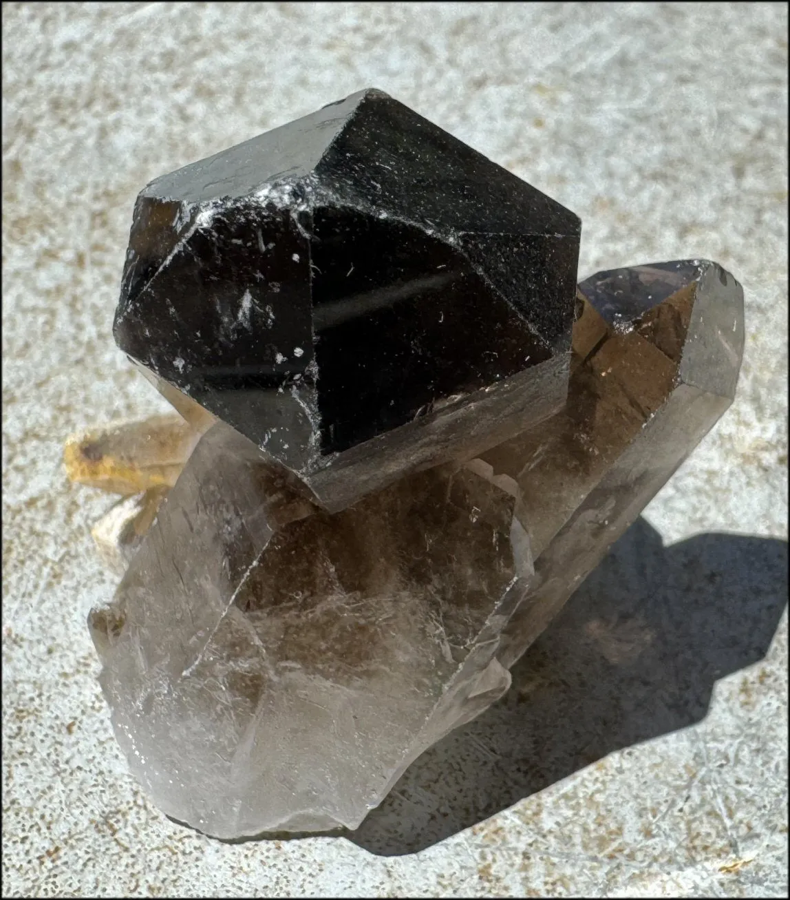 Smoky Quartz Crystal Cluster with Hematite - Root Chakra, Grounding