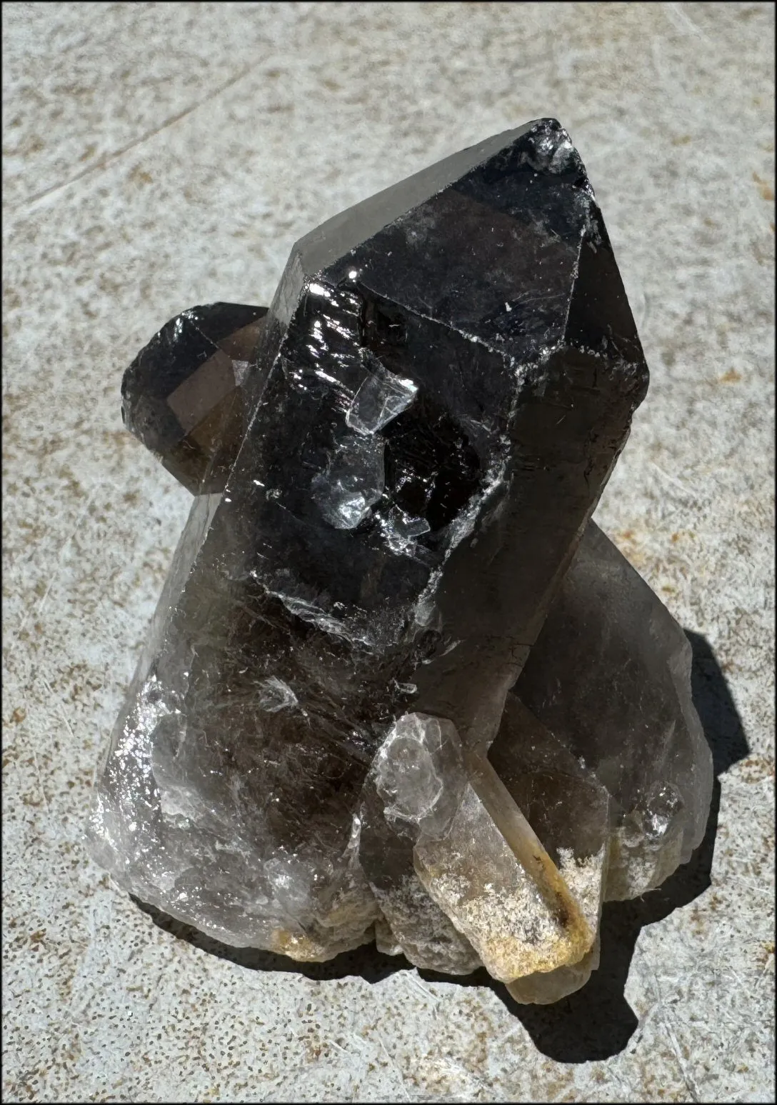 Smoky Quartz Crystal Cluster with Hematite - Root Chakra, Grounding
