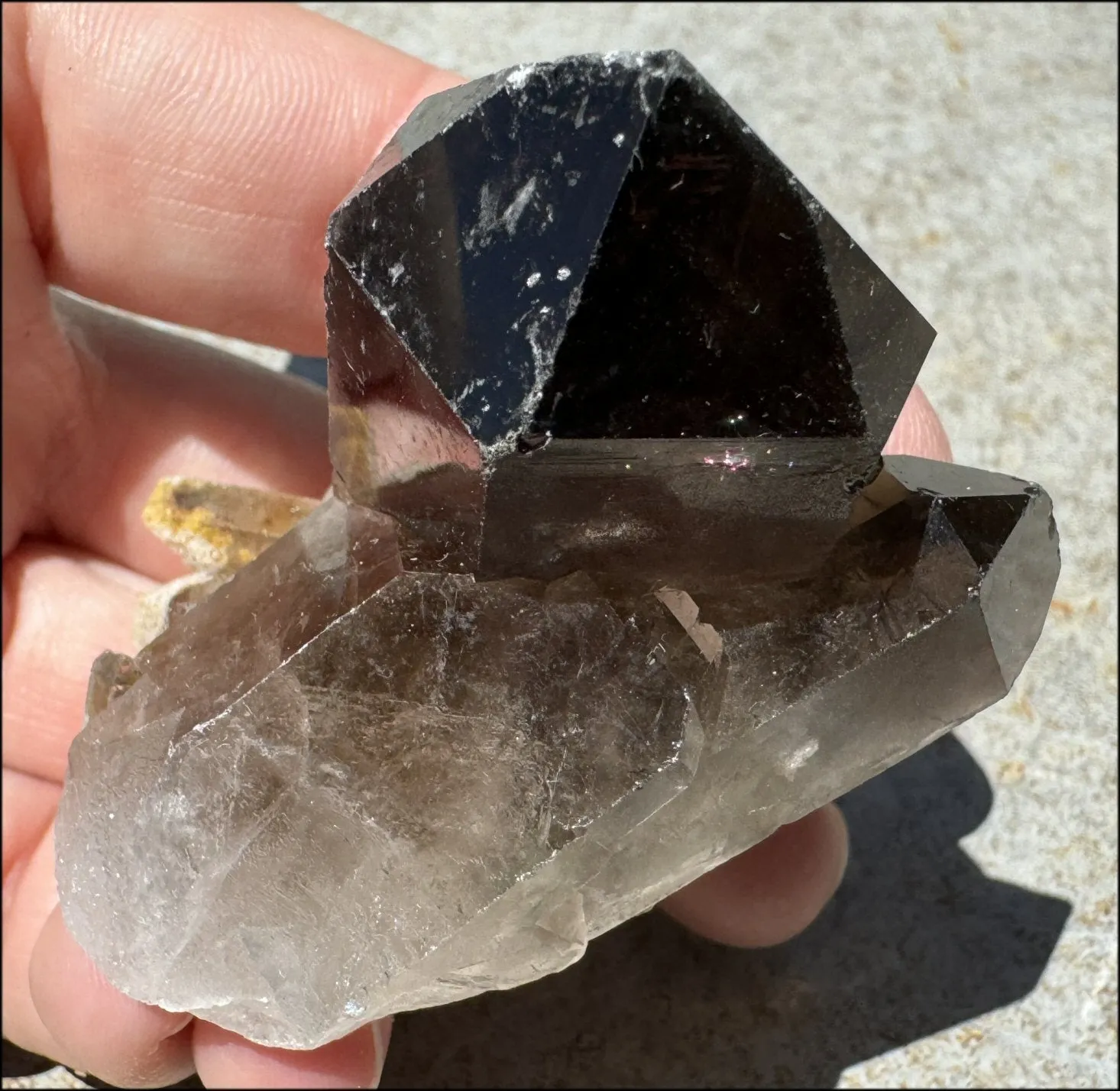 Smoky Quartz Crystal Cluster with Hematite - Root Chakra, Grounding