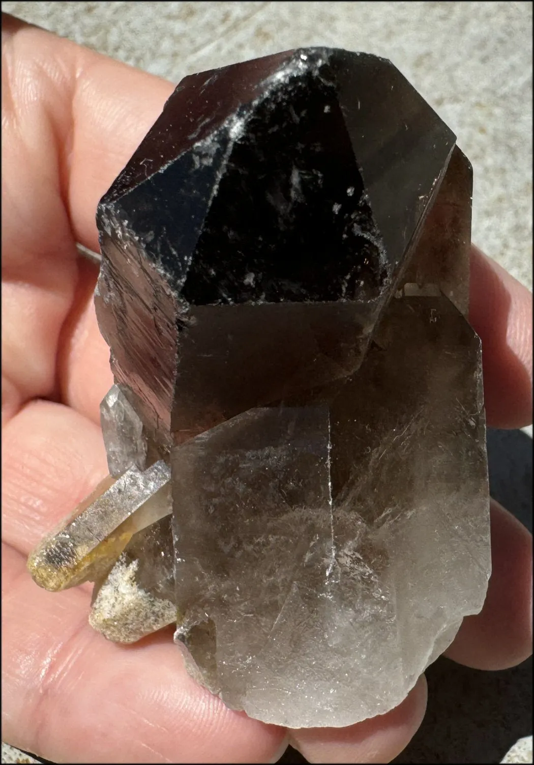 Smoky Quartz Crystal Cluster with Hematite - Root Chakra, Grounding