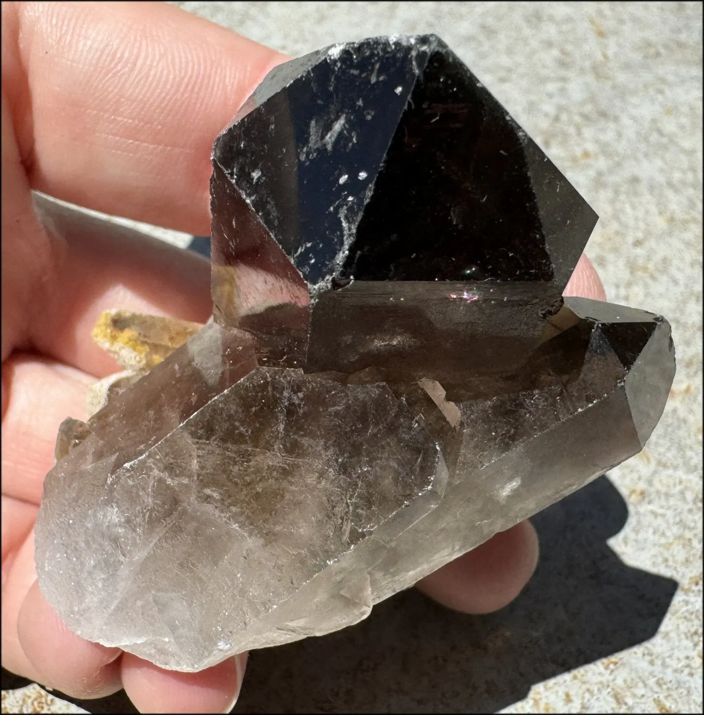 Smoky Quartz Crystal Cluster with Hematite - Root Chakra, Grounding