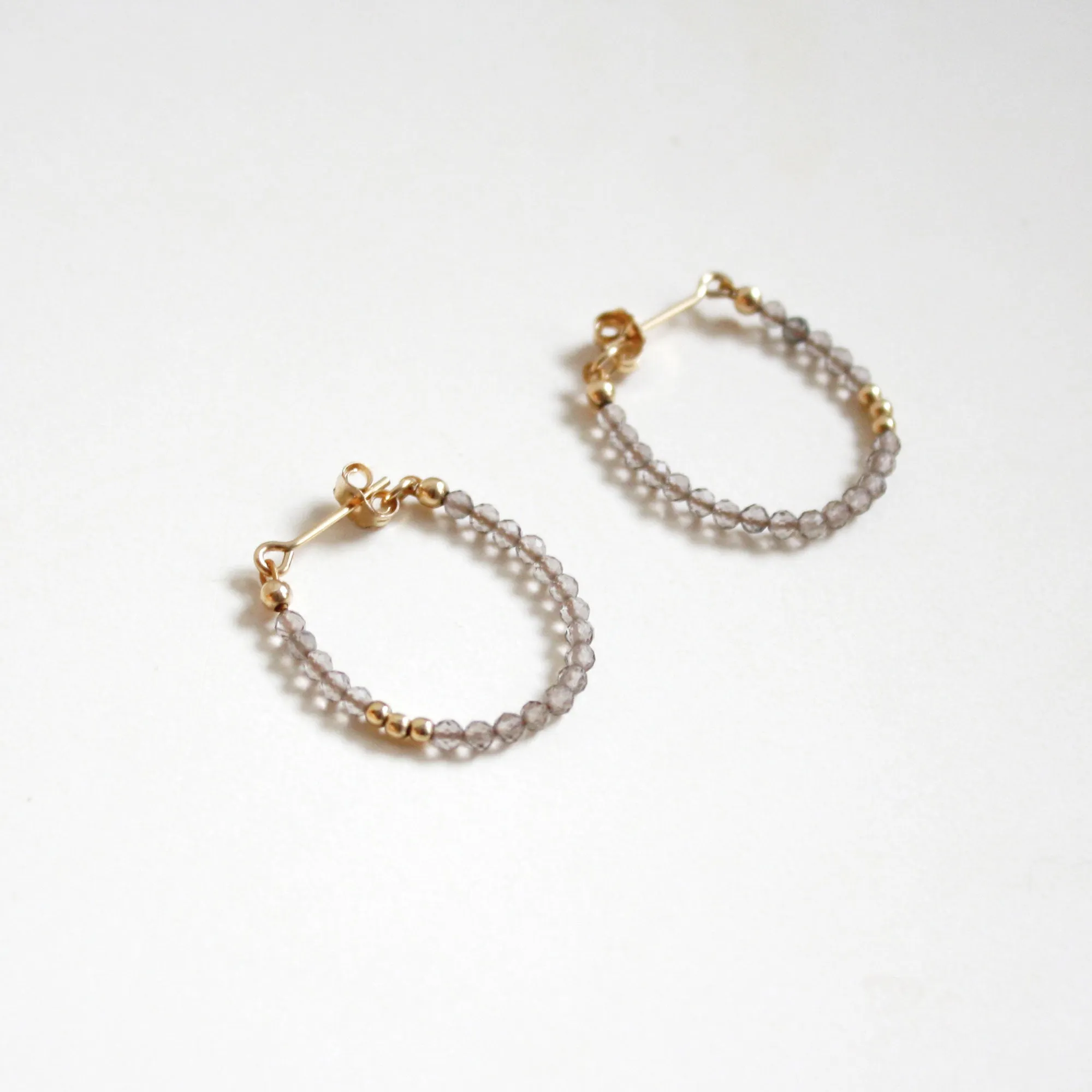 Smoky Quartz Hoop Earrings - Small