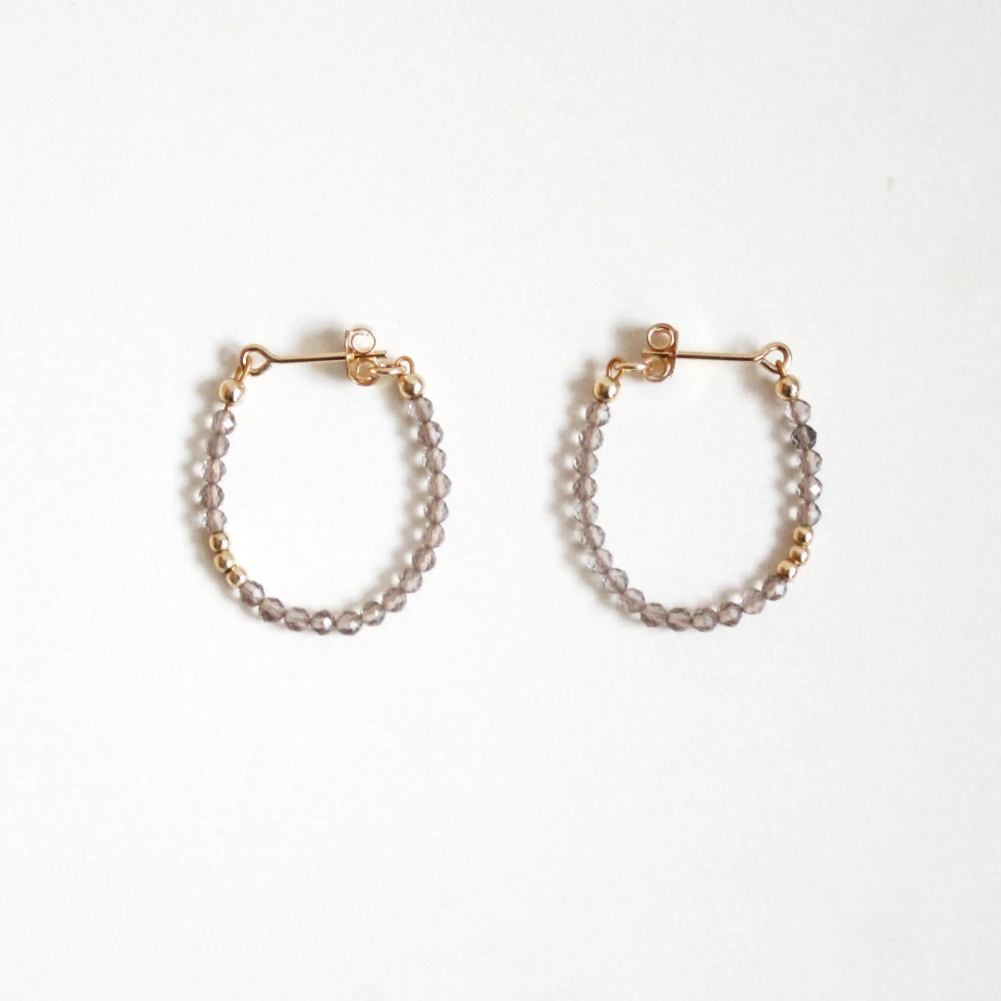 Smoky Quartz Hoop Earrings - Small
