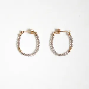 Smoky Quartz Hoop Earrings - Small