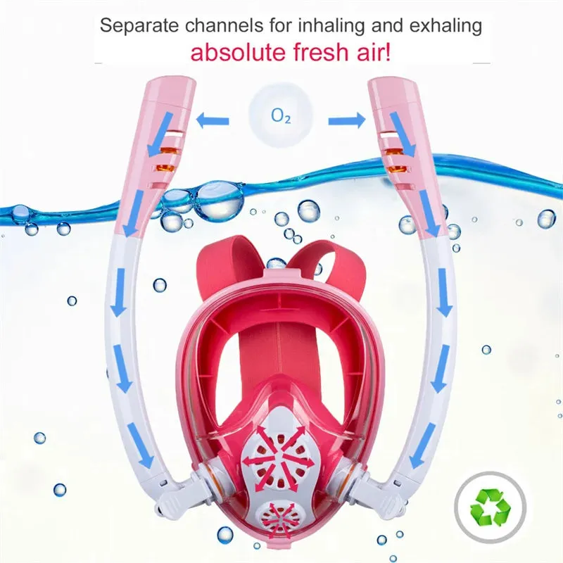 Snorkelling Mask Double Tube Silicone Full Dry Diving Adult Swimming Goggles