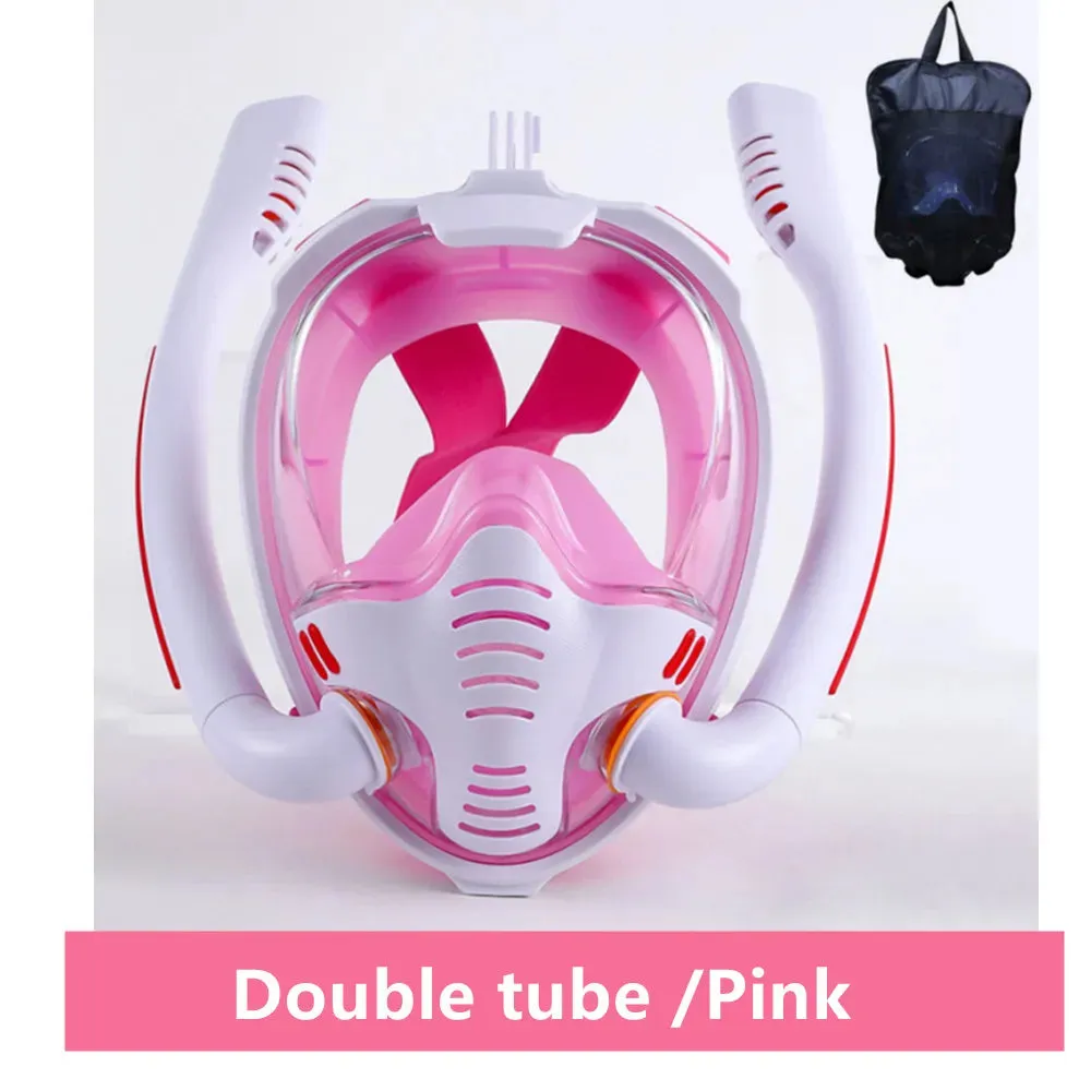 Snorkelling Mask Double Tube Silicone Full Dry Diving Adult Swimming Goggles