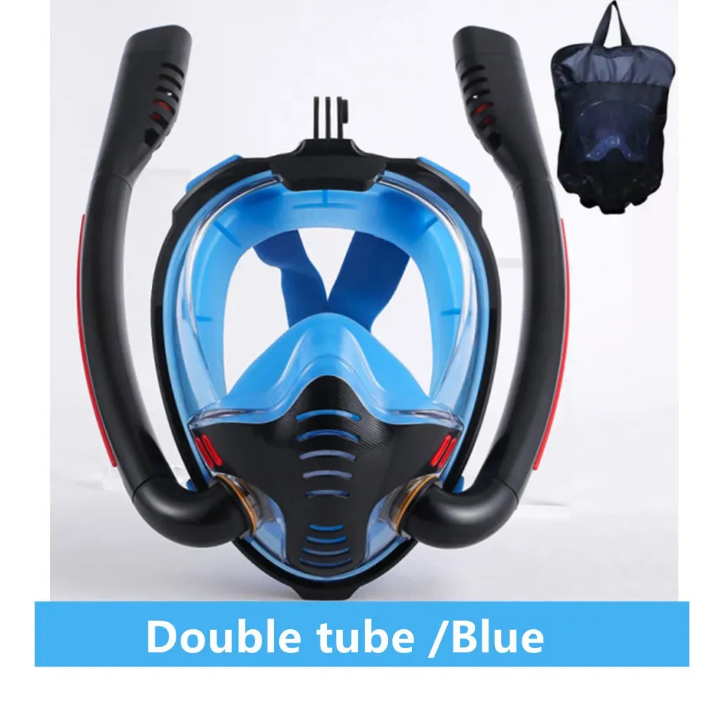Snorkelling Mask Double Tube Silicone Full Dry Diving Adult Swimming Goggles