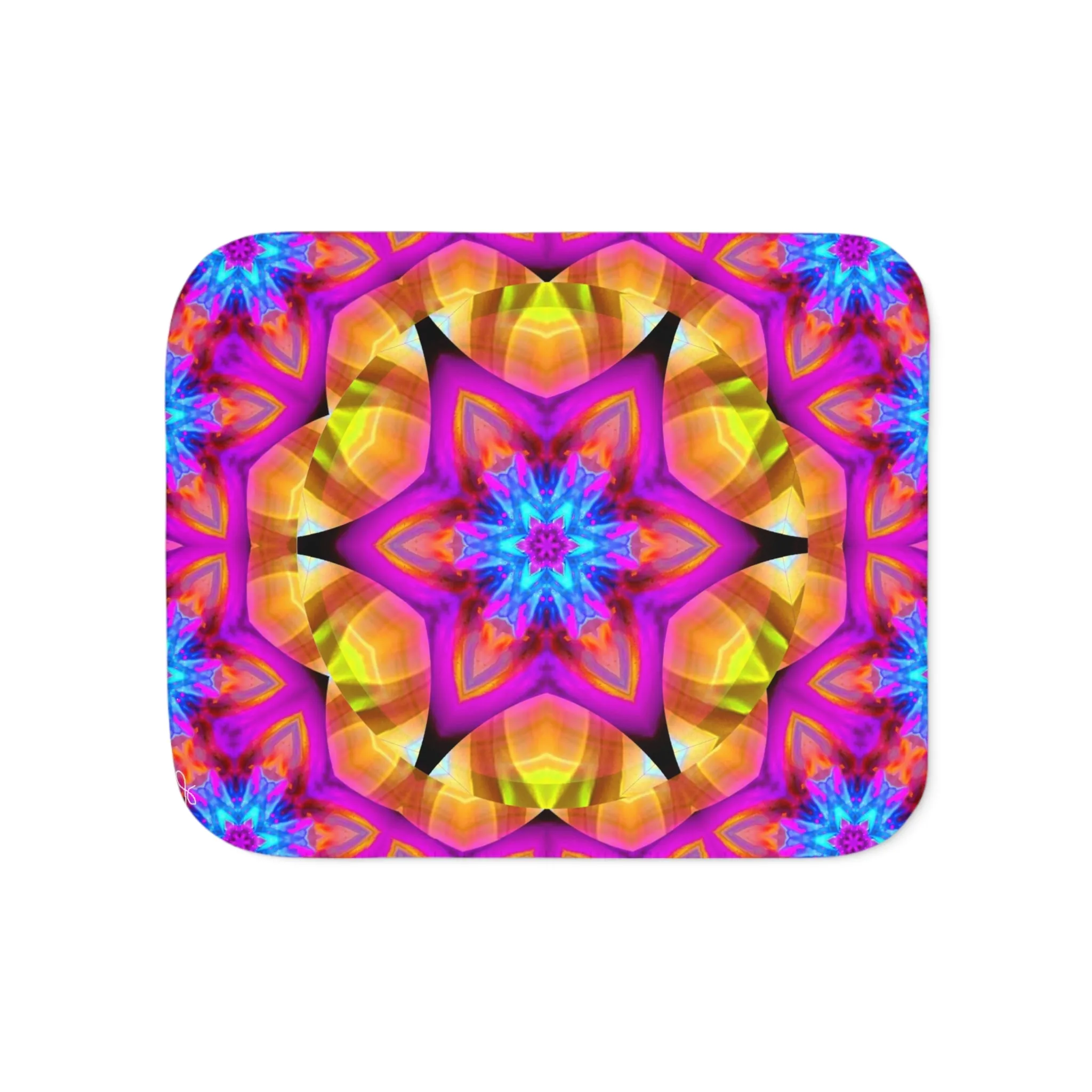 Soft Lap Blanket, Velvety Minky Throw With Furry Sherpa, Mandala Art Home Decor - "Connections"