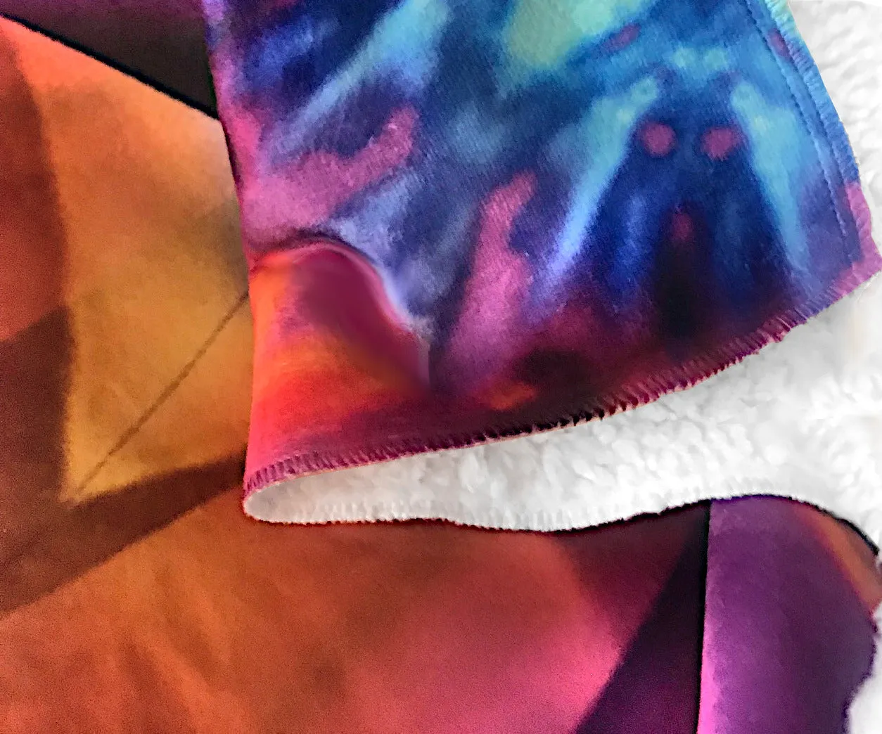 Soft Lap Blanket, Velvety Minky Throw With Furry Sherpa, Mandala Art Home Decor - "Connections"