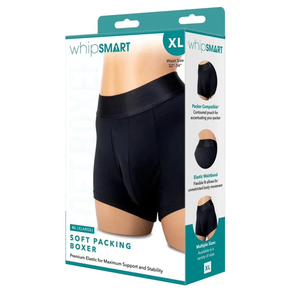 Soft Packing Boxer with Elastic Waistband and Discrete Packer Pouch in Classic Black Colour