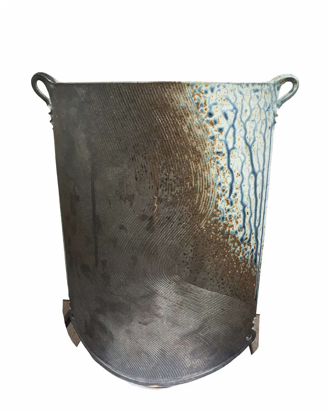 SOLD Richard Aerni Studio Pottery Ash-Glazed Stoneware Vase Vessel, 1988