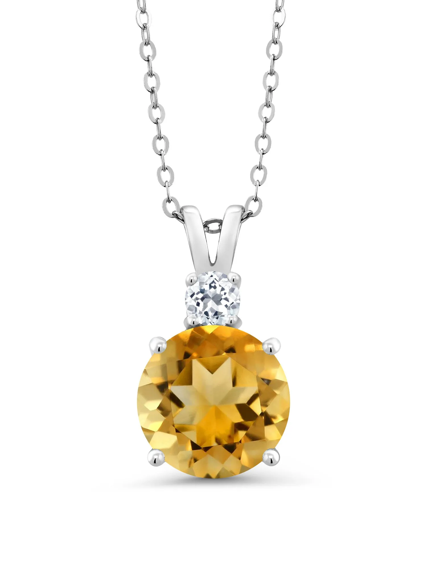 Solid 925 Sterling Silver Women's Pendant Topaz Necklace