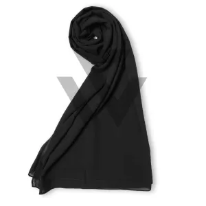 Solid Black Chiffon Scarf