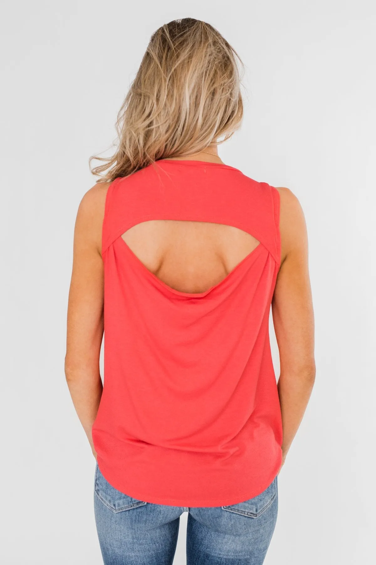 Solid Pocket Tank Top- Deep Coral