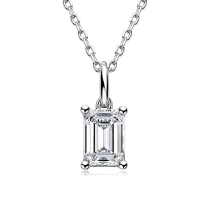 Solitaire Emerald Cut 1 Carat Moissanite Pendant Necklace