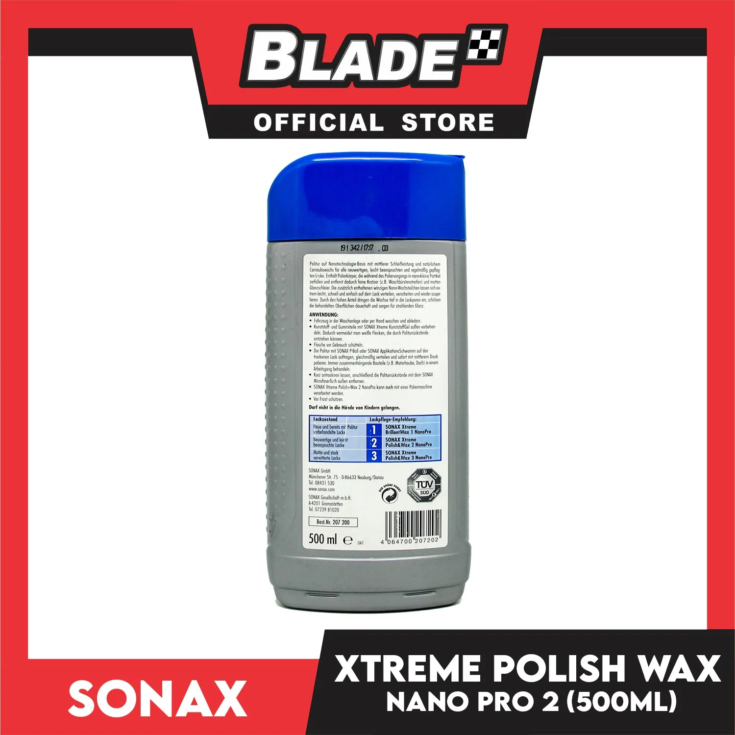 Sonax Xtreme Polish and Wax 2 Nanopro 207200 500ml