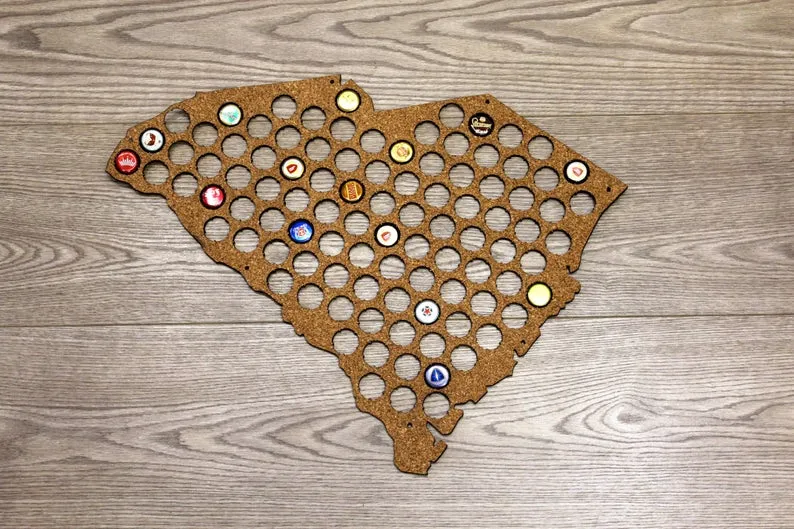 SOUTH CAROLINA Beer Cap Map, Holder Father's Day Gift for Him handmade