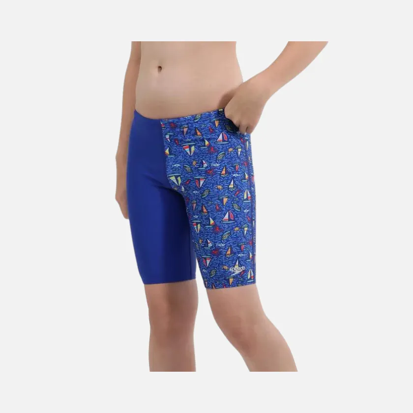Speedo All Over Digital Printed Junior Kids Swimming Jammer -True Cobalt/White