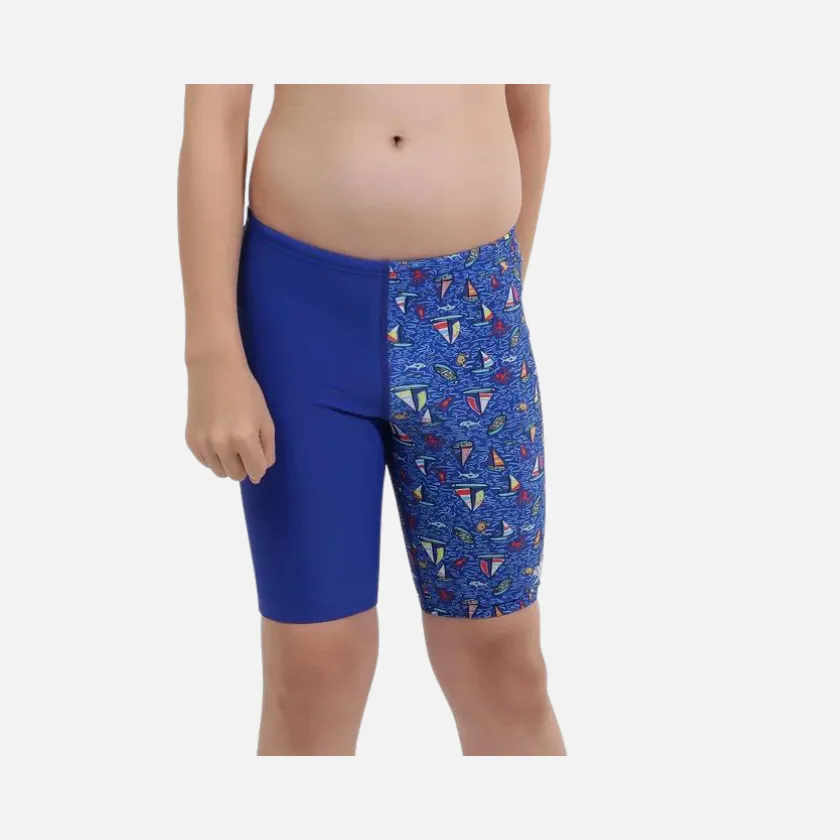 Speedo All Over Digital Printed Junior Kids Swimming Jammer -True Cobalt/White