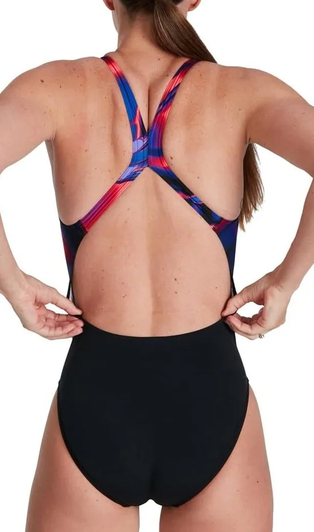 Speedo Placement Digital Powerback Womens Swimsuit - Black
