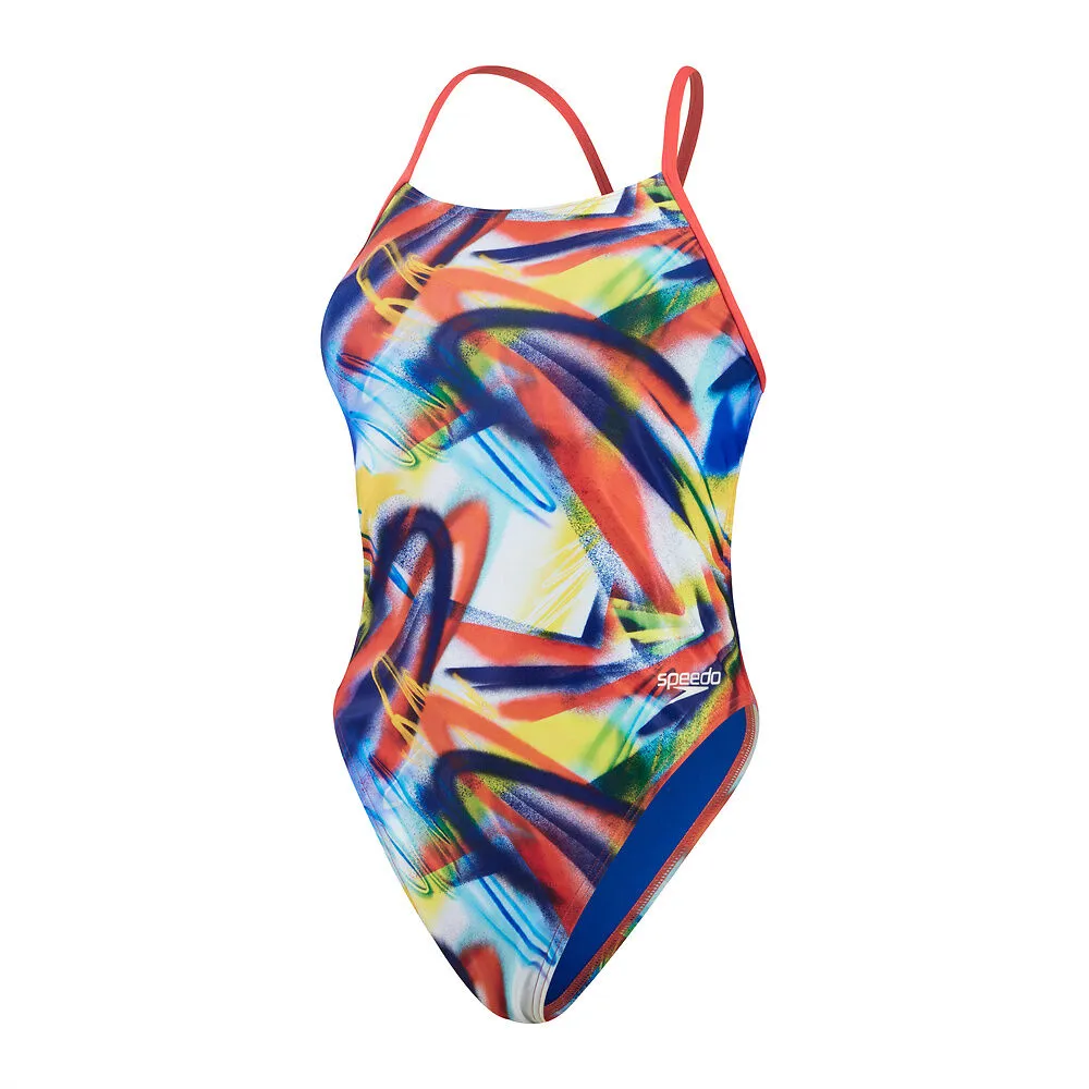 SPEEDO WOMENS BATHERS ALL OVER DIGITAL POWERBACK