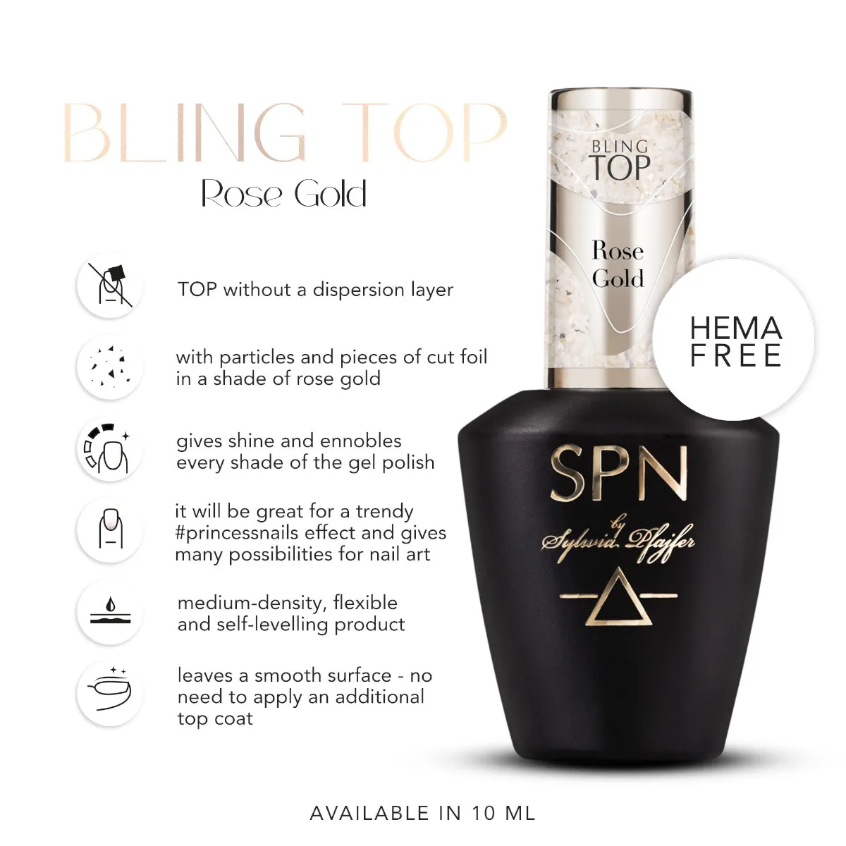 SPN Nails UV LaQ Bling Top Rose Gold