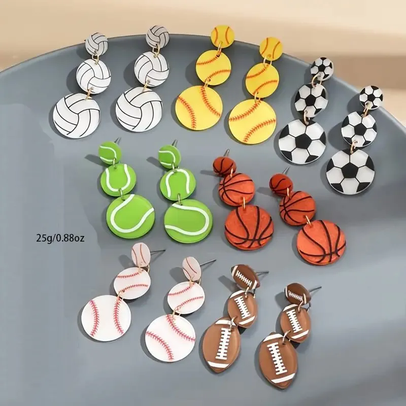 Sporty Chic Handmade Polymer Clay  Sports Ball Earrings