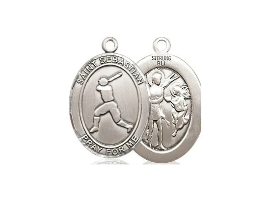 St Sebastian Baseball Oval Patron Saint Series 3/4" with  18" chain