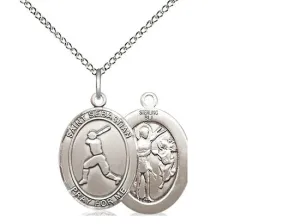 St Sebastian Baseball Oval Patron Saint Series 3/4" with  18" chain