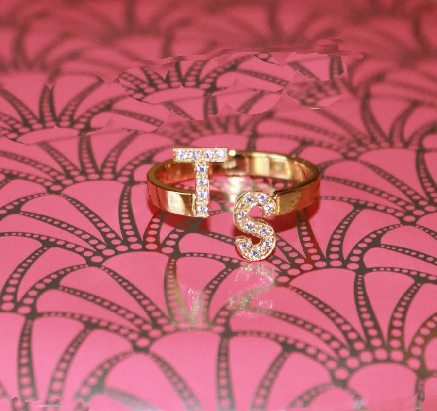 Staggered Two Initial Ring - Taylor Swift