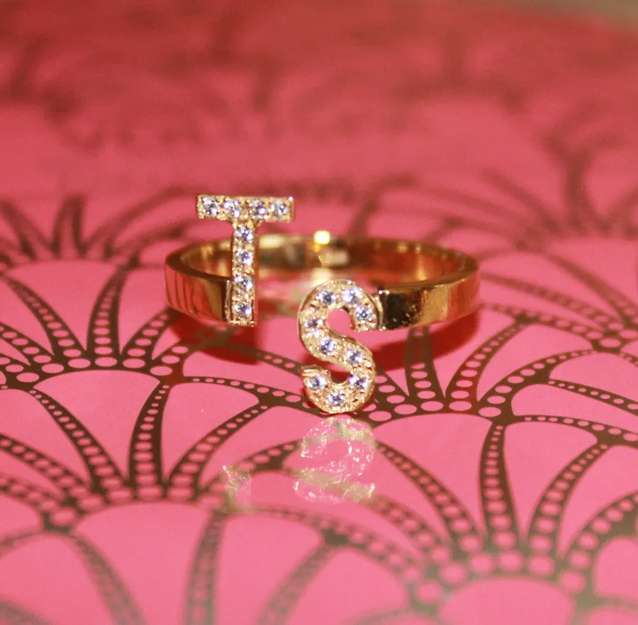 Staggered Two Initial Ring - Taylor Swift