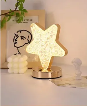 Star-Shaped Acrylic LED Crystal Table Lamp - Touch Control Rechargeable Night Light