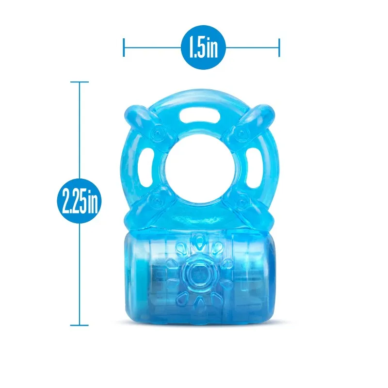 Stay Hard Vibrating 5 Function Cock Ring - Blue