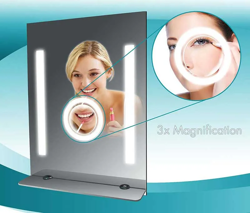 SteamSpa Tall Fog Free Bathroom Mirror with Glass Shelf