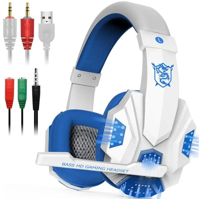 Stereo Gaming Headset for Xbox one PS4 PC Surround Sound Over-Ear Gaming Headphones with Mic Noise Cancelling LED Lights Headset