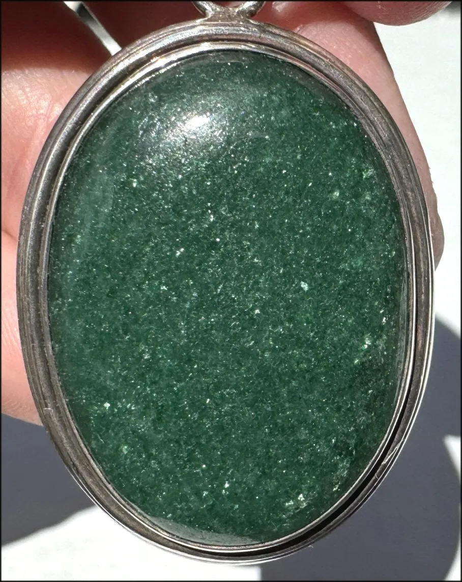 Sterling Silver and Green Aventurine Crystal Pendant with Fantastic SPARKLES - with Synergy 10  years