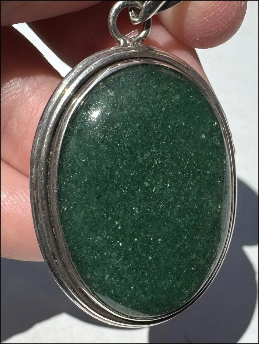 Sterling Silver and Green Aventurine Crystal Pendant with Fantastic SPARKLES - with Synergy 10  years