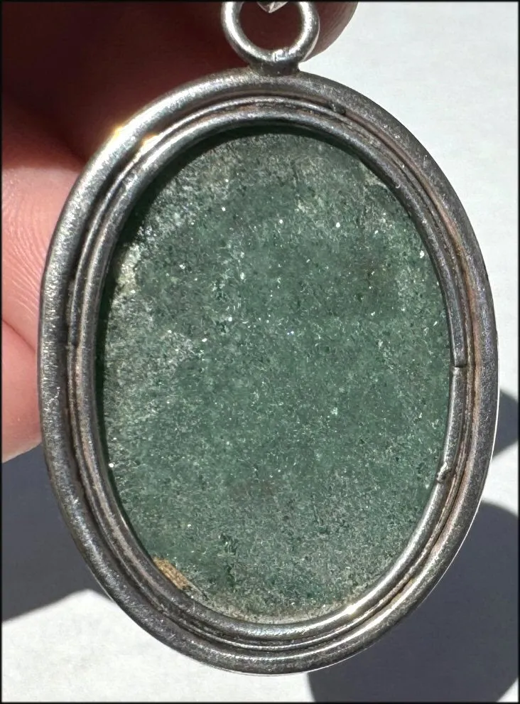 Sterling Silver and Green Aventurine Crystal Pendant with Fantastic SPARKLES - with Synergy 10  years