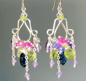 Sterling Silver Chandelier Earrings London Blue Topaz Peridot Leverback